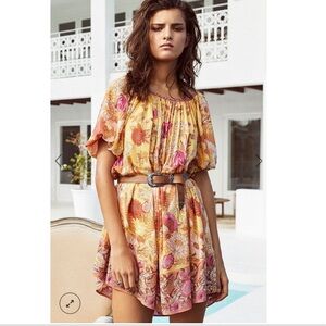 Spell Siren Song Marigold Flamingo Mini Dress XS